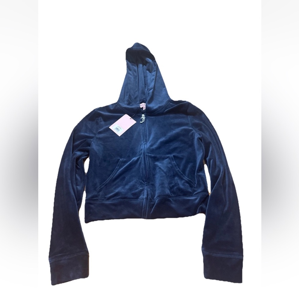 Juicy Couture Los Angeles Bling Velour Hoodie Jacket Regal Blue M, L